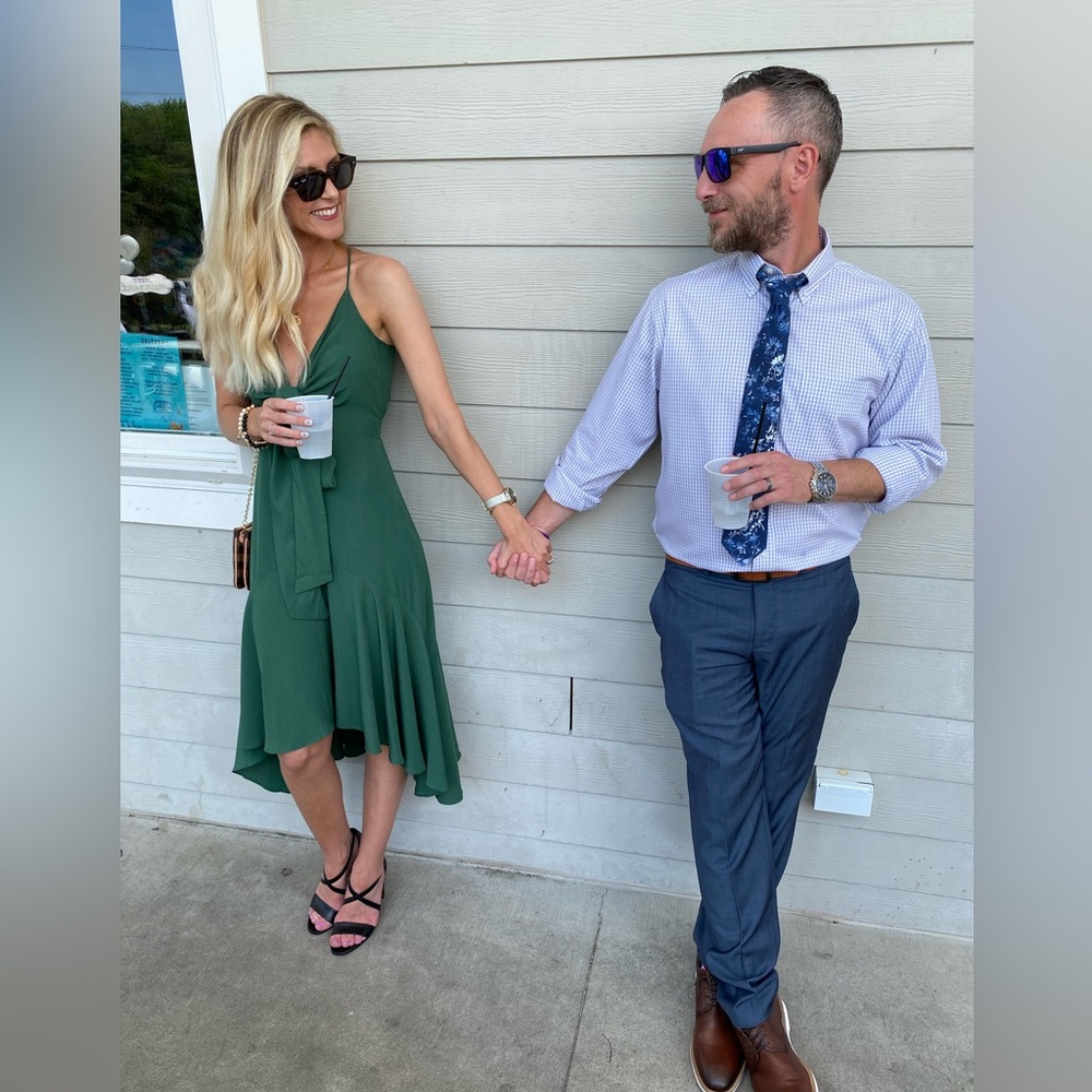 Green Tie Front Midi Dress